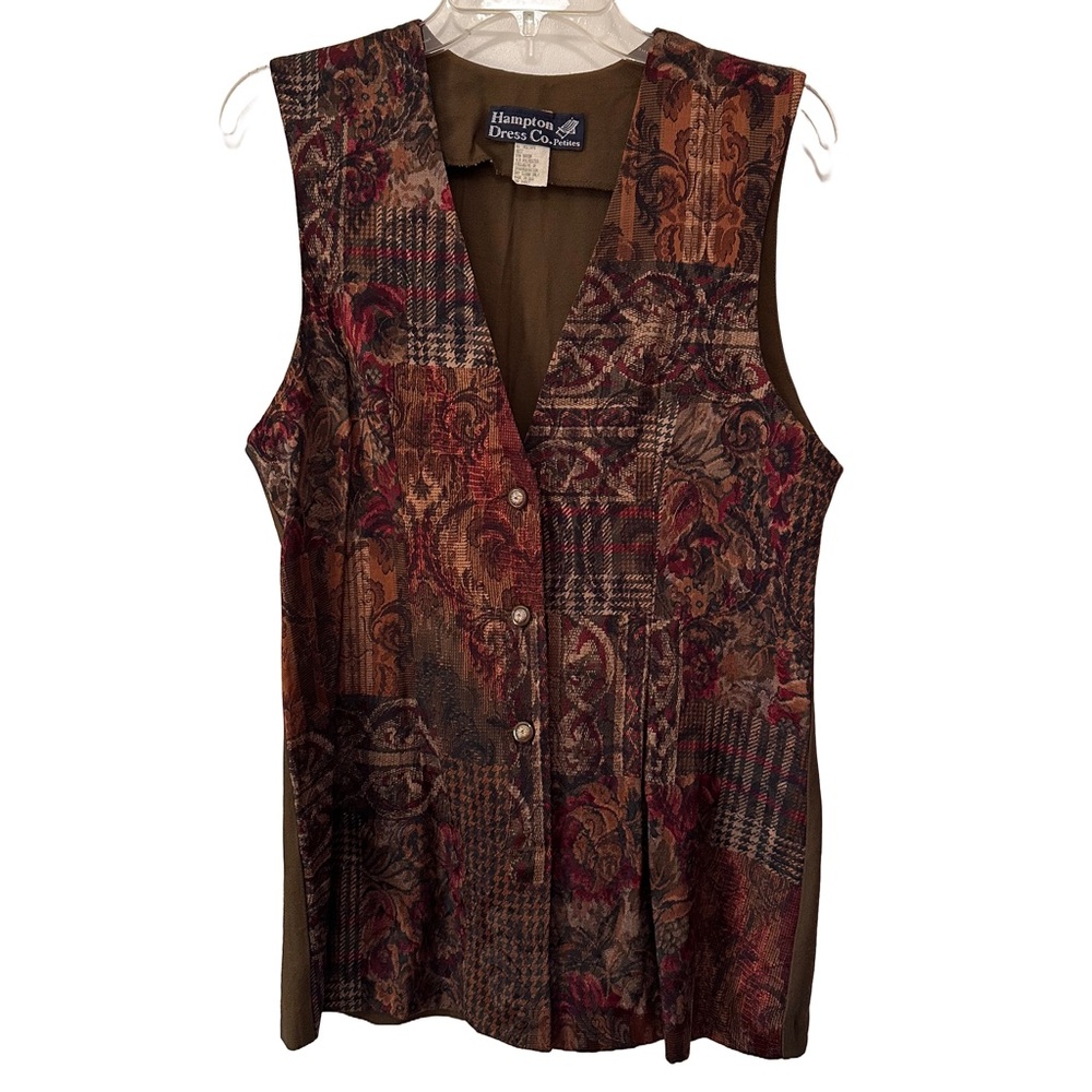 Hampton Dress Co. Petites Brown and Tan Vintage Vest Size 8